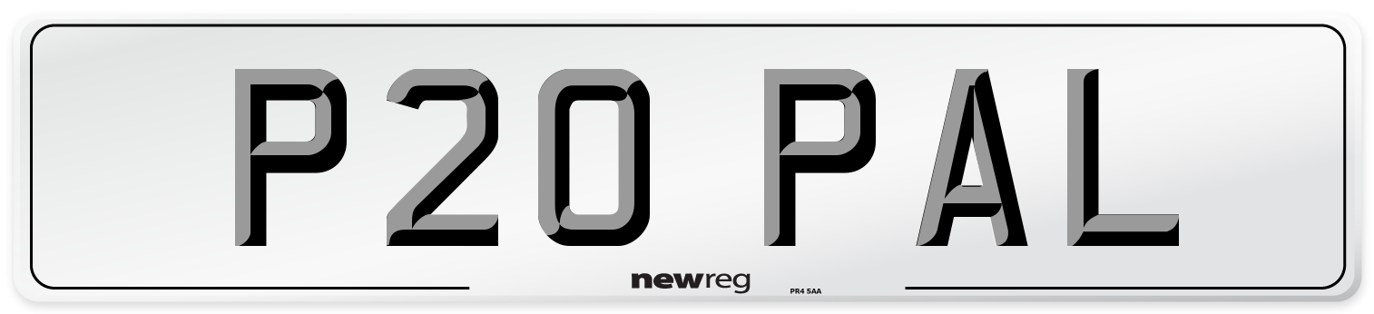 P20 PAL Number Plate from New Reg